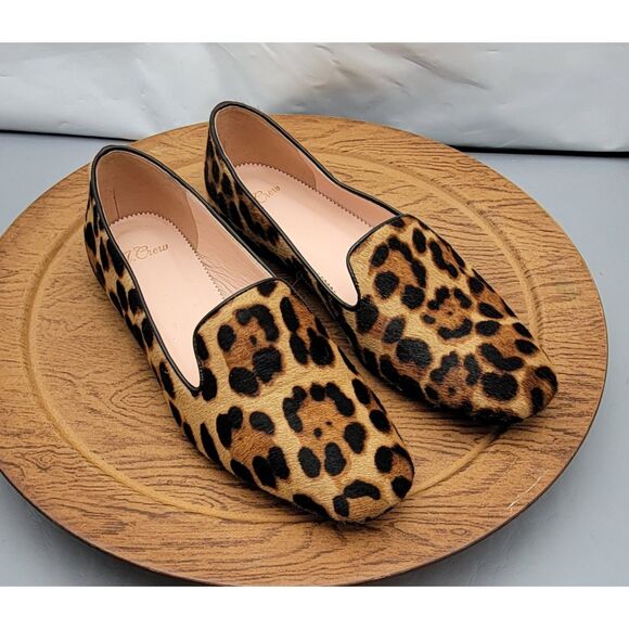 J. Crew Shoes - J Crew Womens Sz 6.5 Smoking Slippers in Leopard Calf Hair Flats #k7915 Sz 6.5